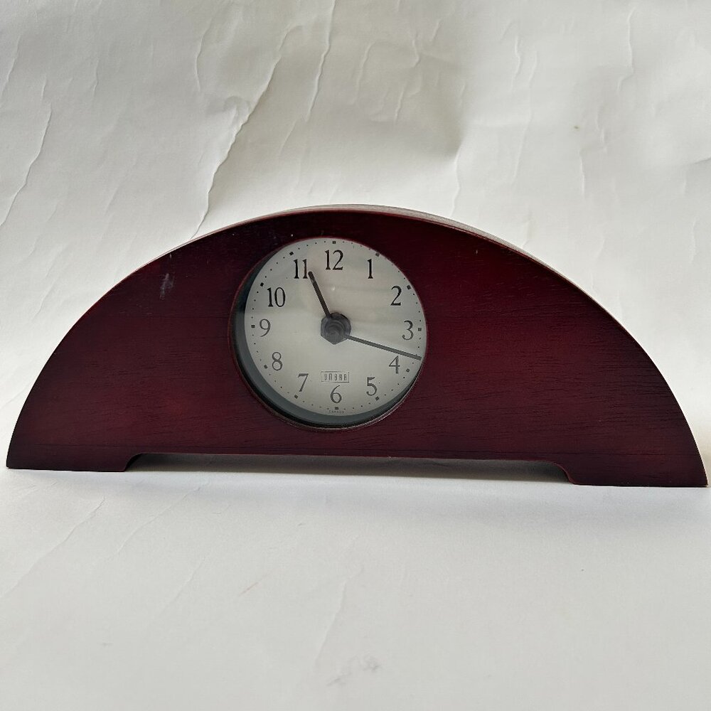 Umbra Toronto Wood Desk Shelf Table Clock Crescent shape Battery Operated 1987